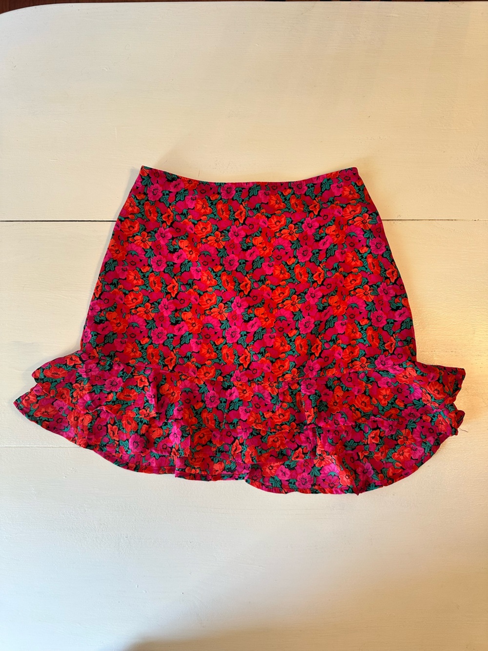 miami Pink and Red Floral Mini Skirt